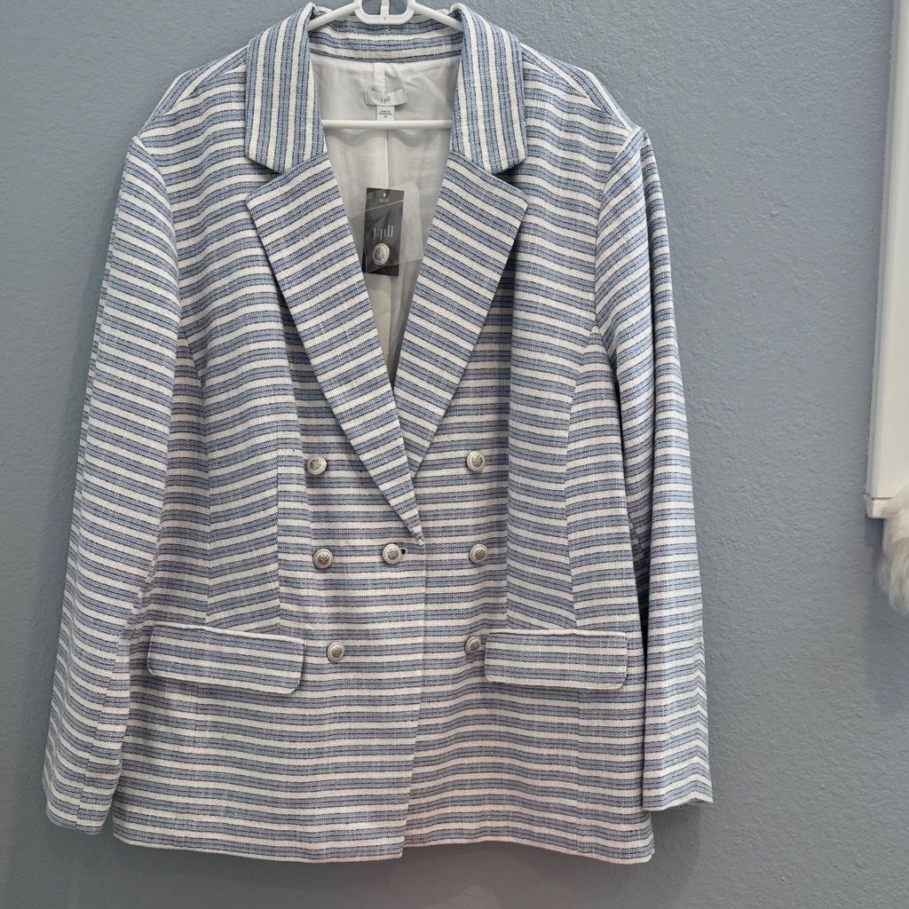 J. Jill White And Blue Striped Blazer